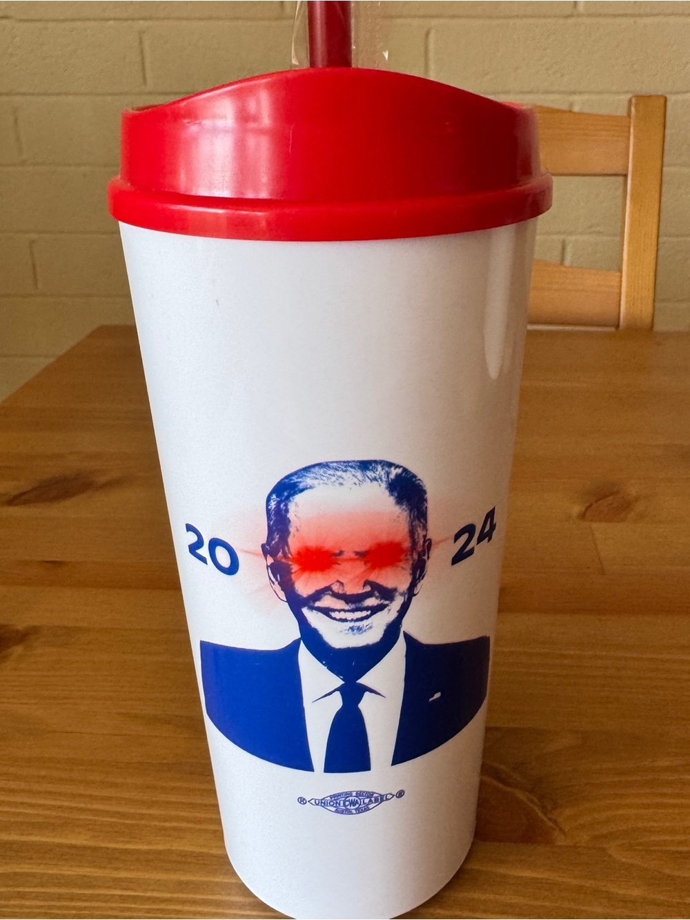 New President Joe Biden 2024 Insulated Plastic Cup Dark Brandon w/ Straw - Picture 2 of 9